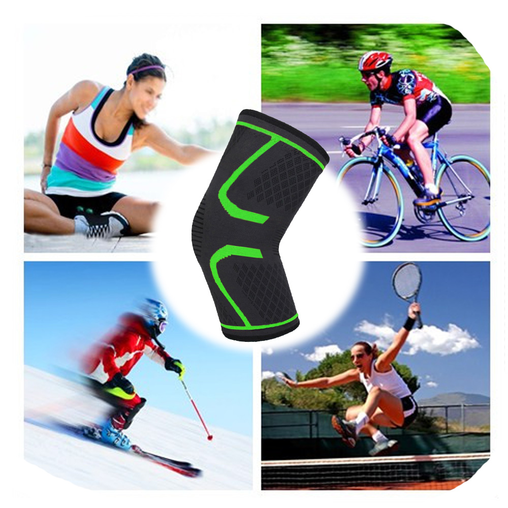 UncleHu Knee Compression Sleeve Support for Sports Protective Prevent Slippery Green