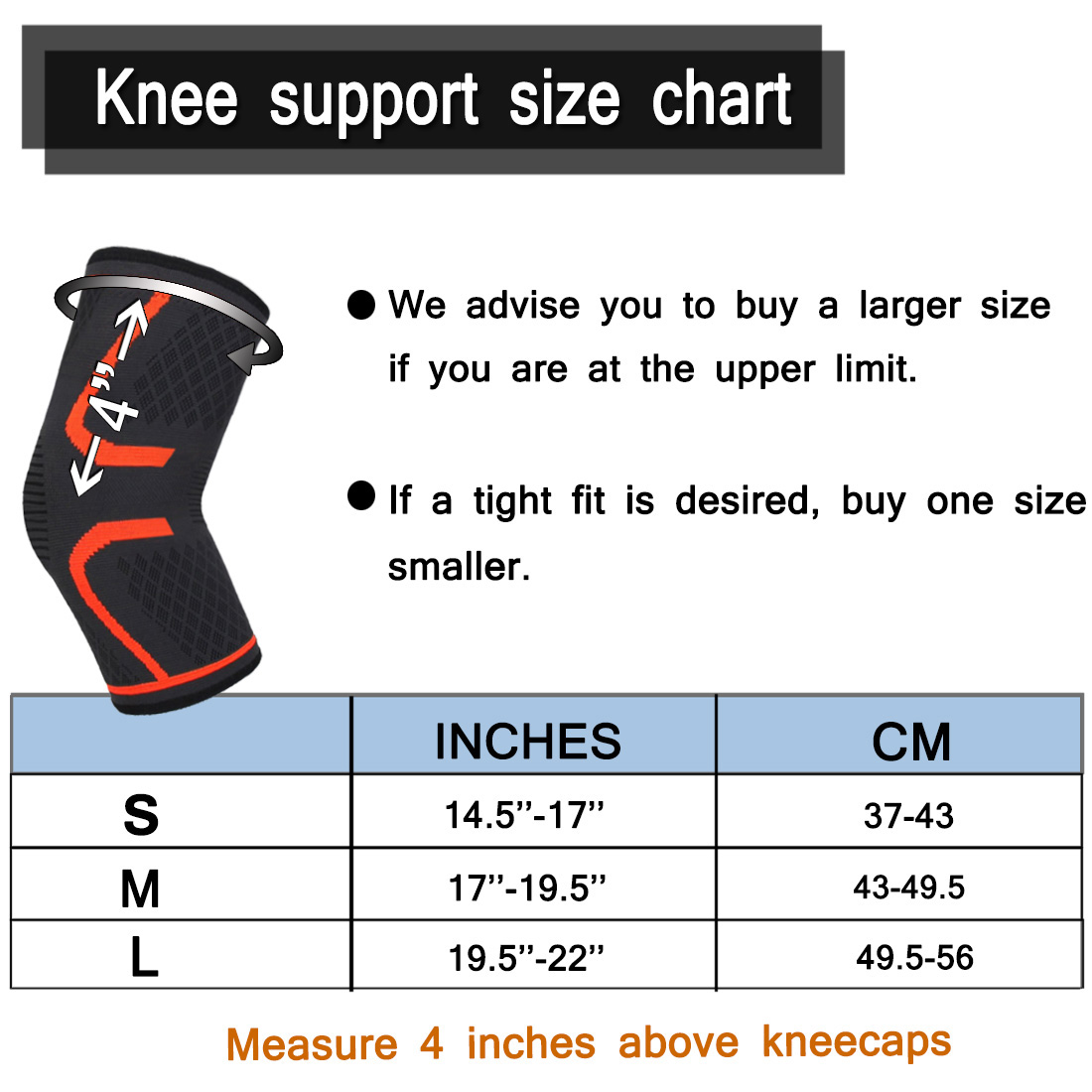 UncleHu Knee Compression Sleeve Support for Sports Protective Prevent Slippery Orange