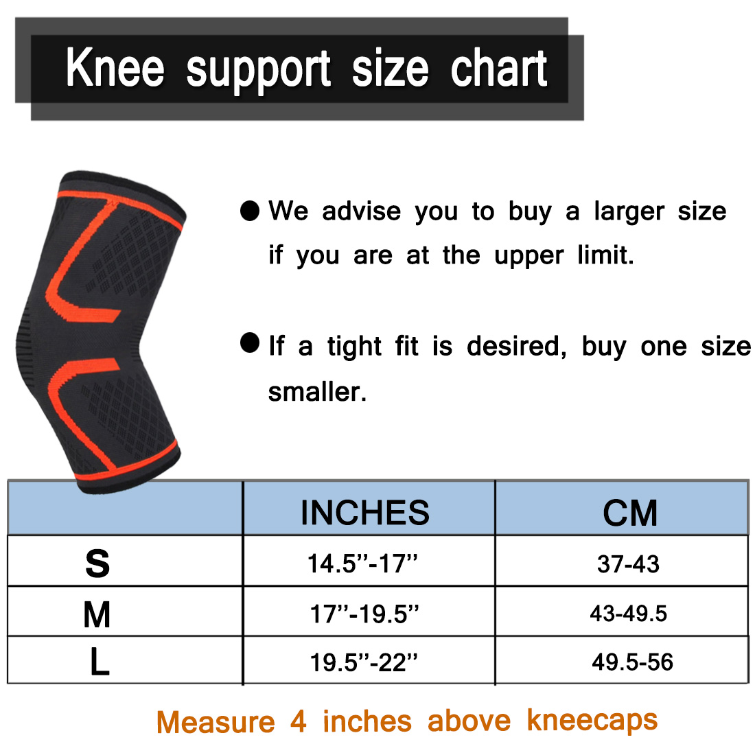 UncleHu Knee Compression Sleeve Support for Sports Protective Prevent Slippery Orange