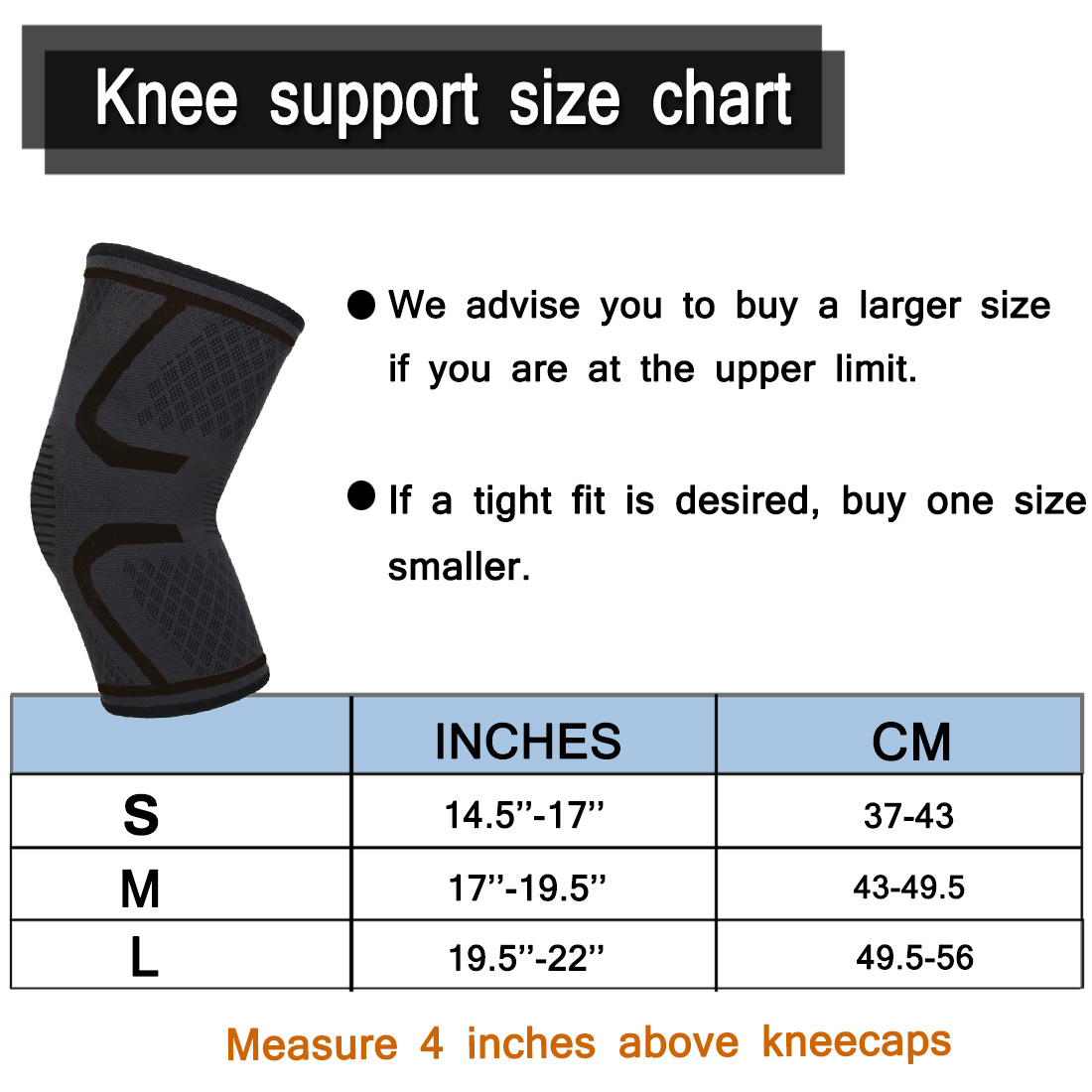 UncleHu Knee Compression Sleeve Support for Sports Protective Prevent Slippery Black