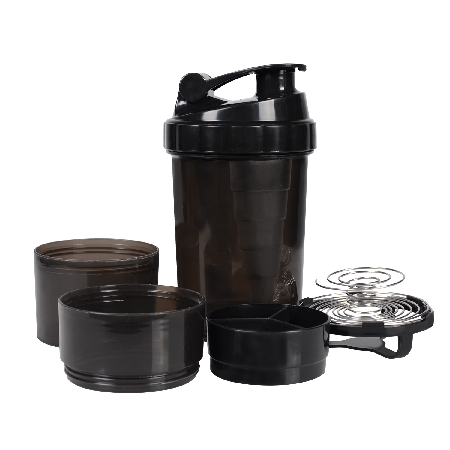 Shaker Bottle for Protein Mixes with 22-Ounce Transparent Bottle Two Storages and One Pill Tray Free Combination