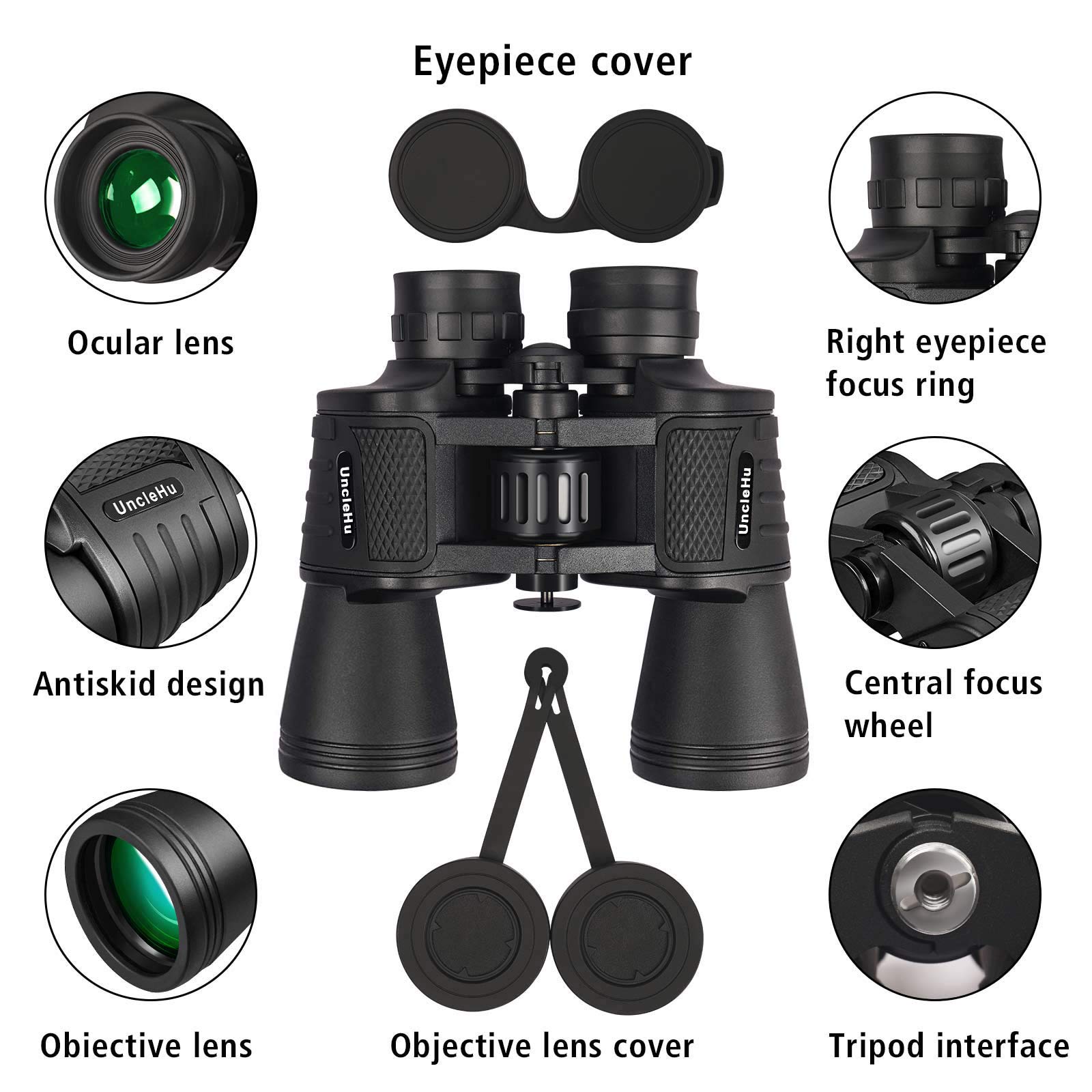 UncleHu 20x50 High Power Binoculars for Adults with Low Light Night Vision, Compact Waterproof Binoculars for Bird Watching Hunting Travel Football Games Stargazing with Carrying Case and StrapVisit the UncleHu Store