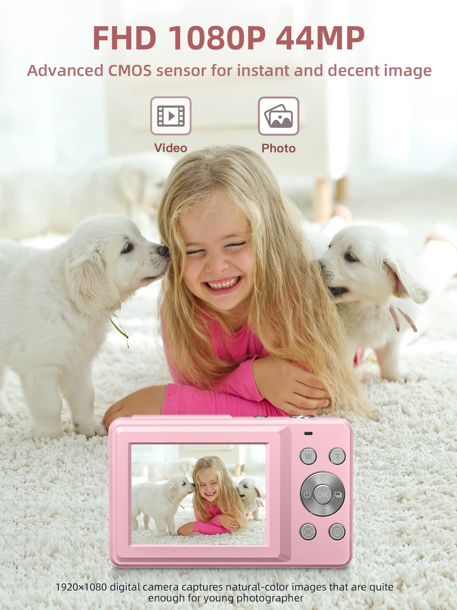 UncleHu Digital Camera, FHD 1080P Camera, Digital Point and Shoot Camera with 16X Zoom Anti Shake, Compact Small Camera for Boys Girls Kids