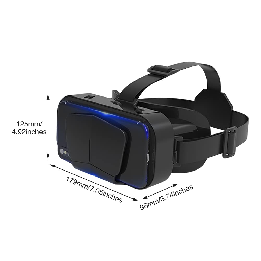 Unclehu Virtual Reality VR Headset 3D Glasses, VR Headset Support 4.7-7 Inch Version Virtual Reality Glasses Stereo Headphones 3D Glasses, VR Glasses for TV, Movies, Video Games(Black)