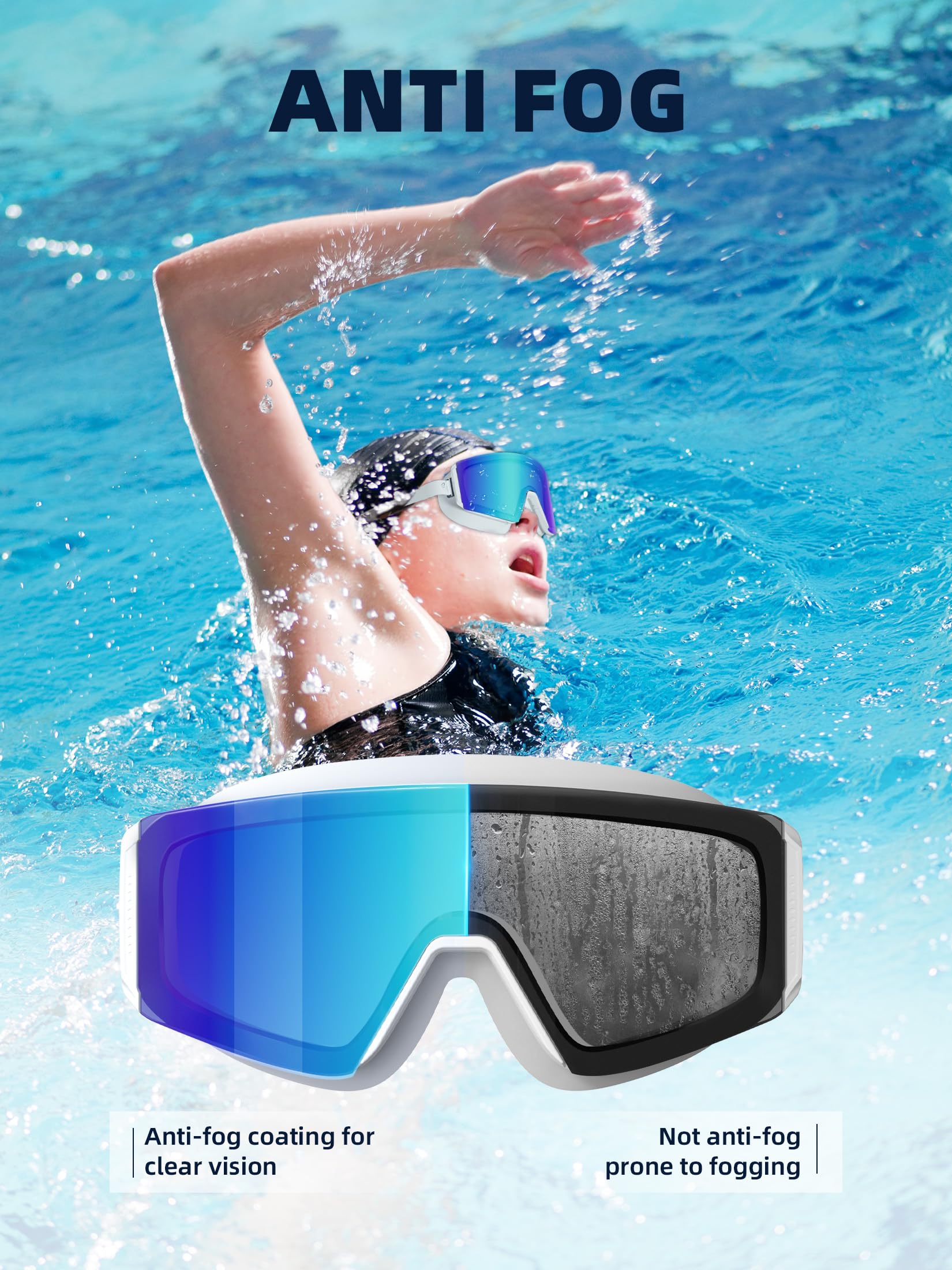 UncleHu Swim Goggles,Wide View Anti Fog&UV Swimming Goggles for Audlt, No Leaking Swim Glasses for Men Women Youth…